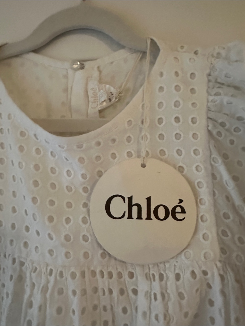 CHLOE Eyelet Dress, White